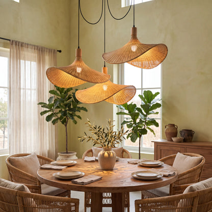 Ellie 3 light rattan pendant for dining room
