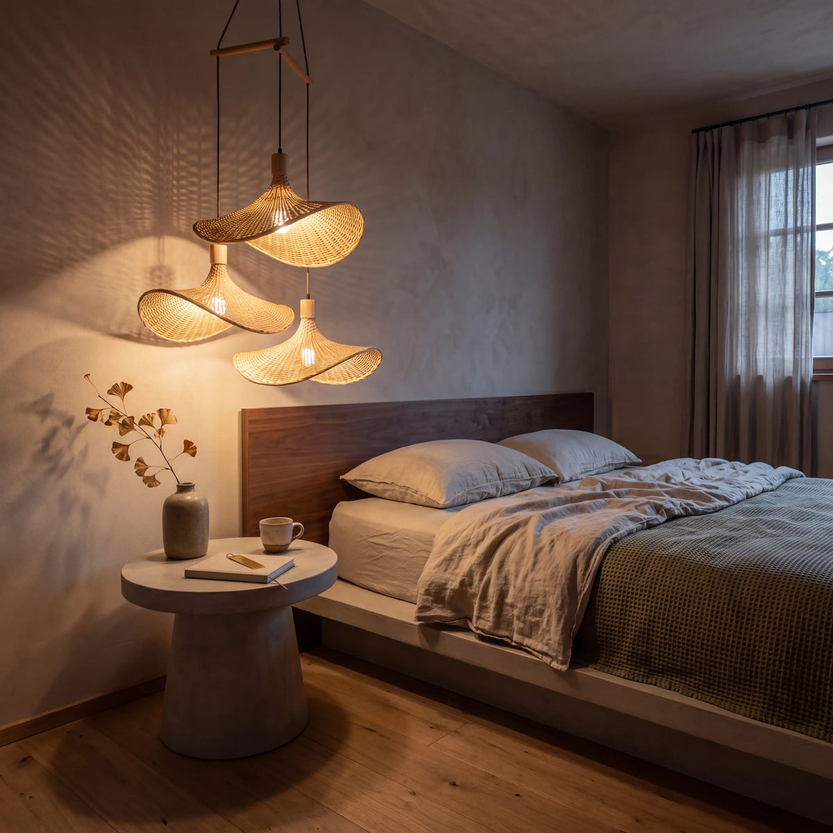 Ellie 3 rattan pendant light for bedroom