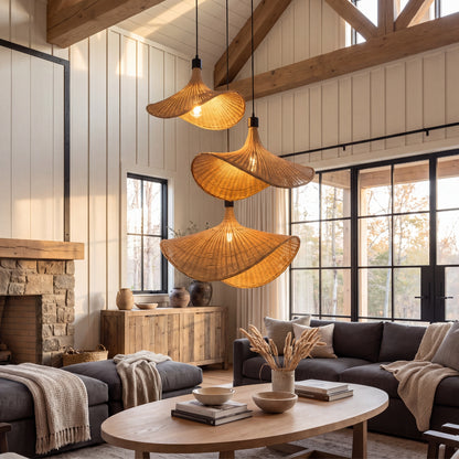 Ellie 3 rattan pendant light for living room
