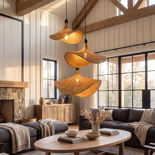 Ellie 3 rattan pendant light for living room