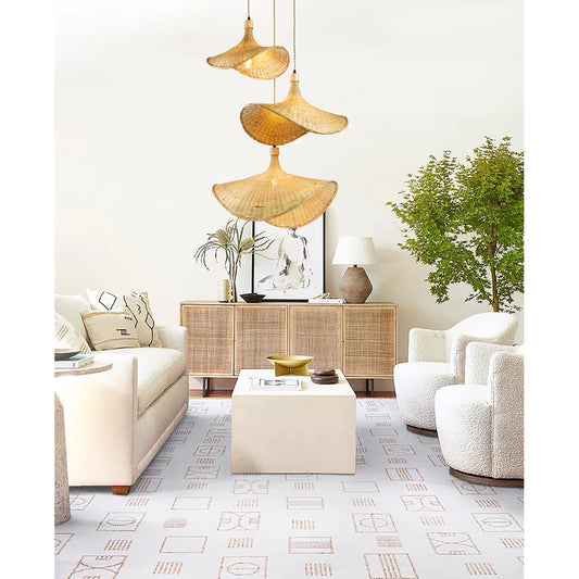 Ellie Hat 3 Light Rattan Pendant in IndochinaLight's Customer Minimalist Room