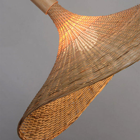 Ellie Hat 3 Light Rattan Pendant Wicker Shade Realistic Texture Effect