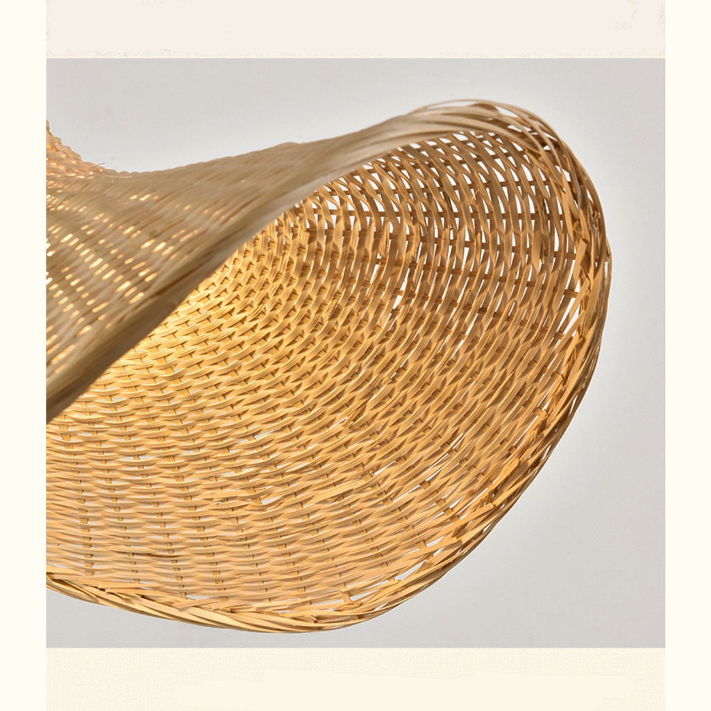 Ellie Hat 3 Light Rattan Pendant Wicker Shade Texture Effect