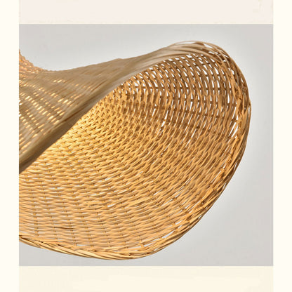 Ellie Hat 3 Light Rattan Pendant Wicker Shade Texture Effect