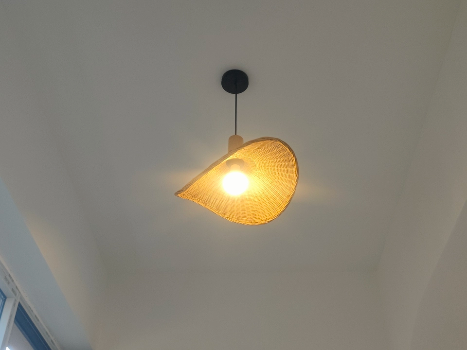 Ellie Hat 3 Rattan Pendant Light Effect from IndochinaLights Customer Home Ceiling