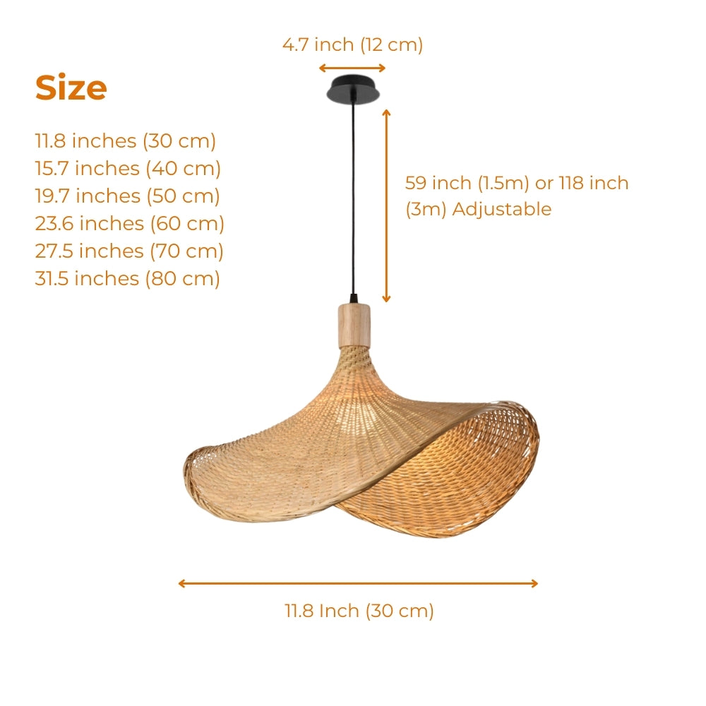 Ellie Hat Rattan 3 Pendant Light Shade in Various Sizes