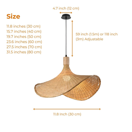 Ellie Hat Rattan 3 Pendant Light Shade in Various Sizes