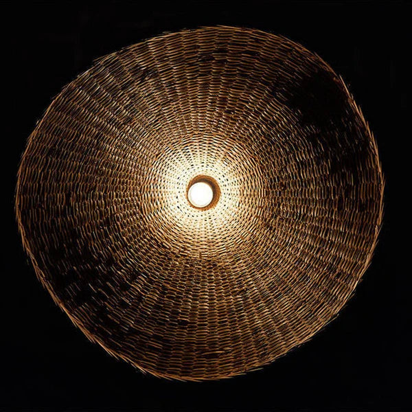 Ellie Hat Wicker Bamboo Pendant Light Shade in the Night