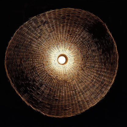 Ellie Hat Wicker Bamboo Pendant Light Shade in the Night