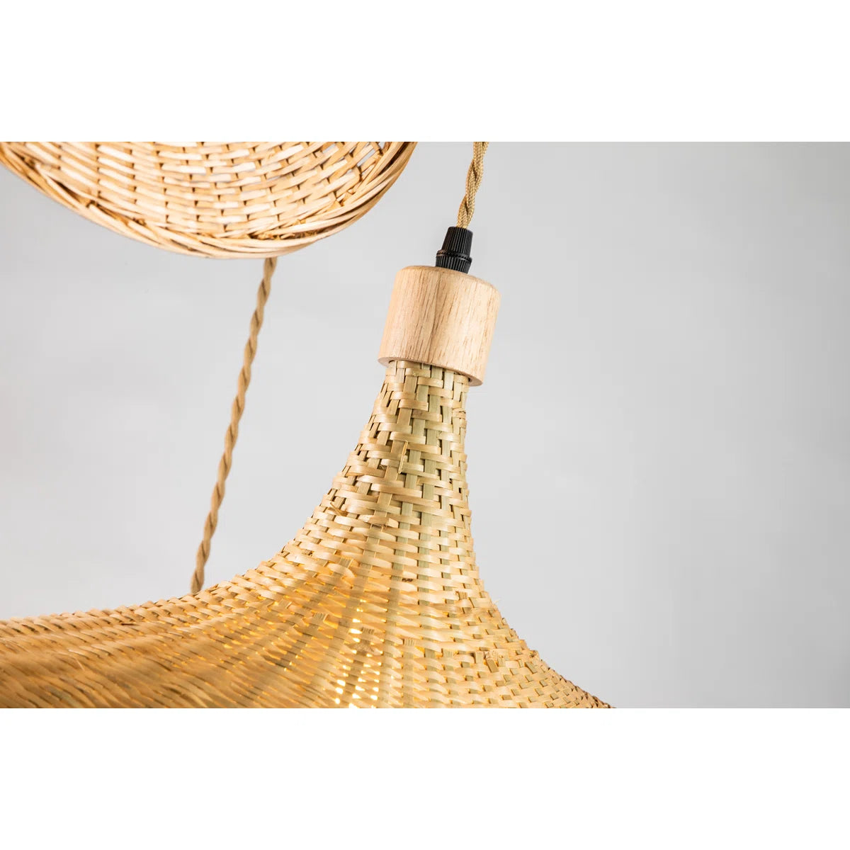 Ellie Straw Hat 3 Light Rattan Pendant Cluster Cone Shades
