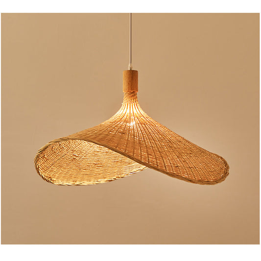Ellie Straw Hat 3 Light Rattan Pendant Cone Shape Lighting Effect