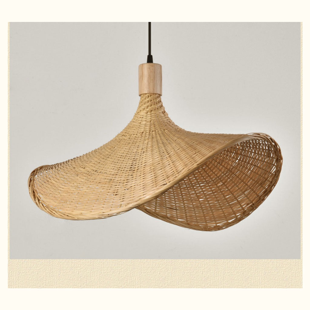 Ellie Straw Hat 3 Light Rattan Pendant Cone Shape