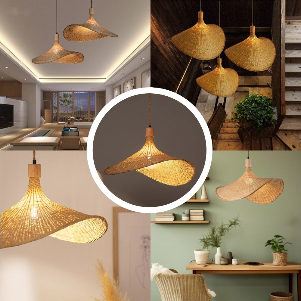 Ellie Straw Hat 3 Rattan Pendant Light for Various Rooms and Interior Styles