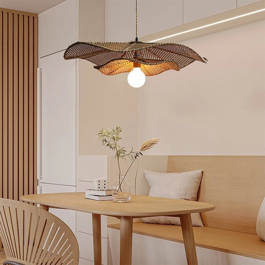 extra large rattan lotus leaf hanging light for coffee shop