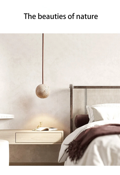 Fabien Wabi Sabi Globe Stone Pendant Light for bedside