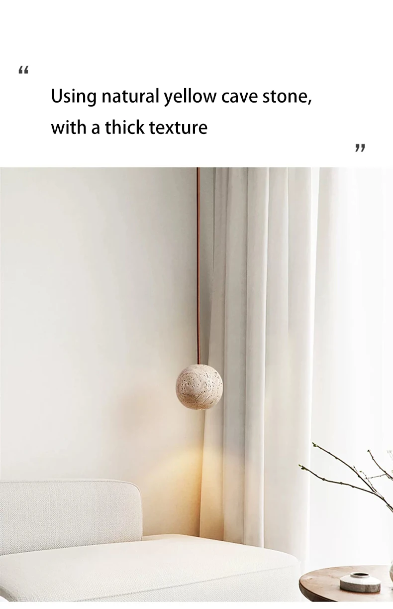 Fabien Wabi Sabi Globe Stone Pendant Light with thick texture