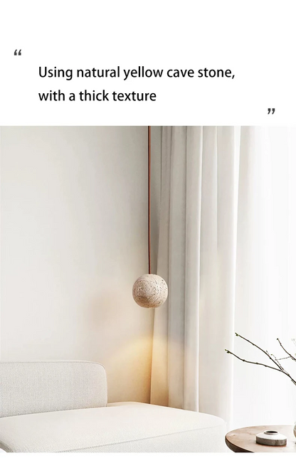 Fabien Wabi Sabi Globe Stone Pendant Light with thick texture