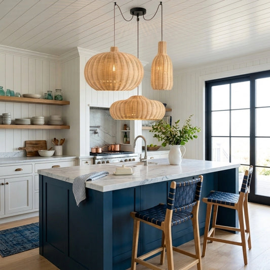 Finns 3 Rattan Pendant Light for Modern Coastal Kitchen Island