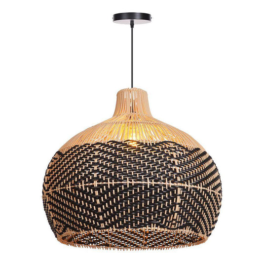 Florida Black Rattan Hanging Light when Turn On