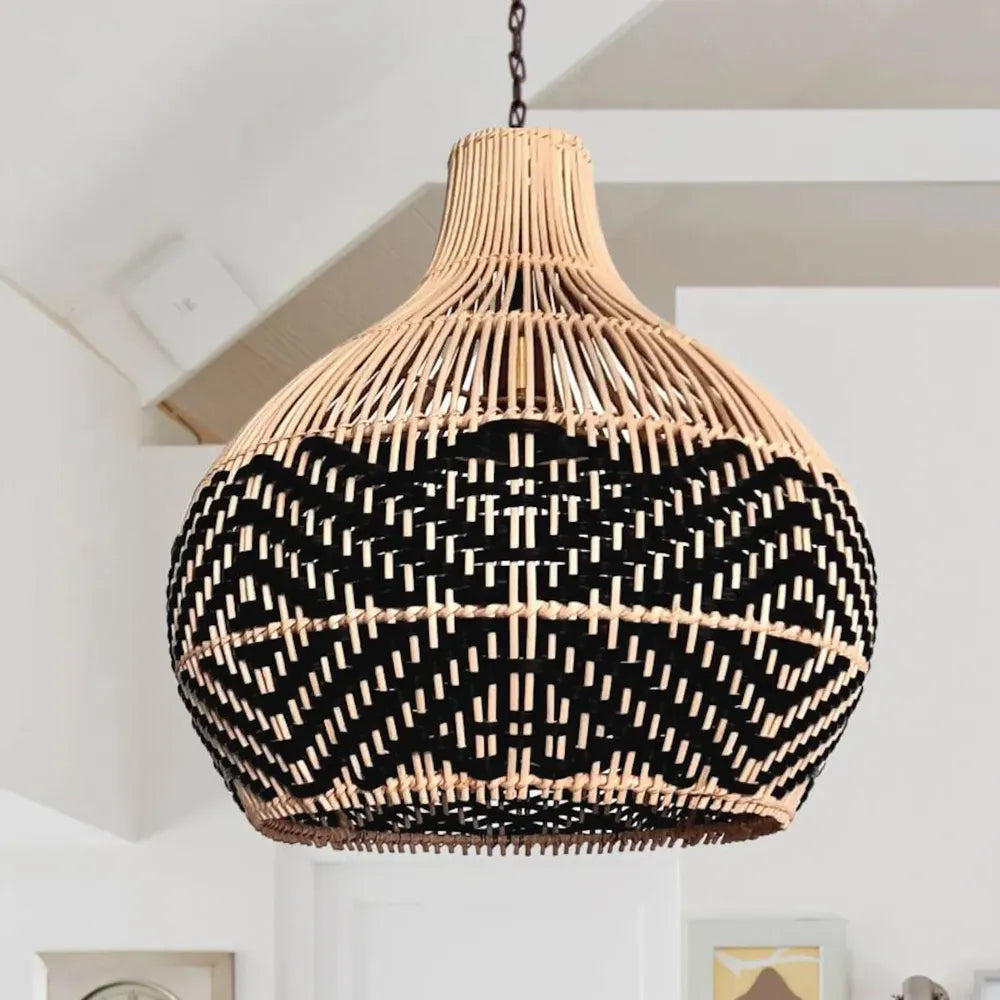 Florida Black Rattan Wicker Pendant Light Shade