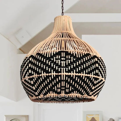 Florida Black Rattan Wicker Pendant Light Shade