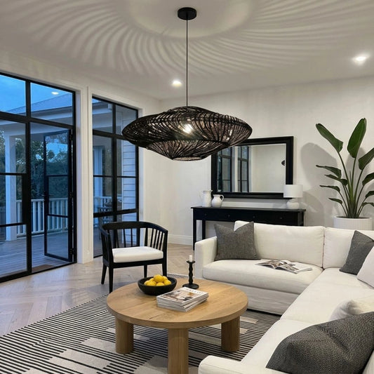 Flying Saucer Black Rattan Pendants Living Room
