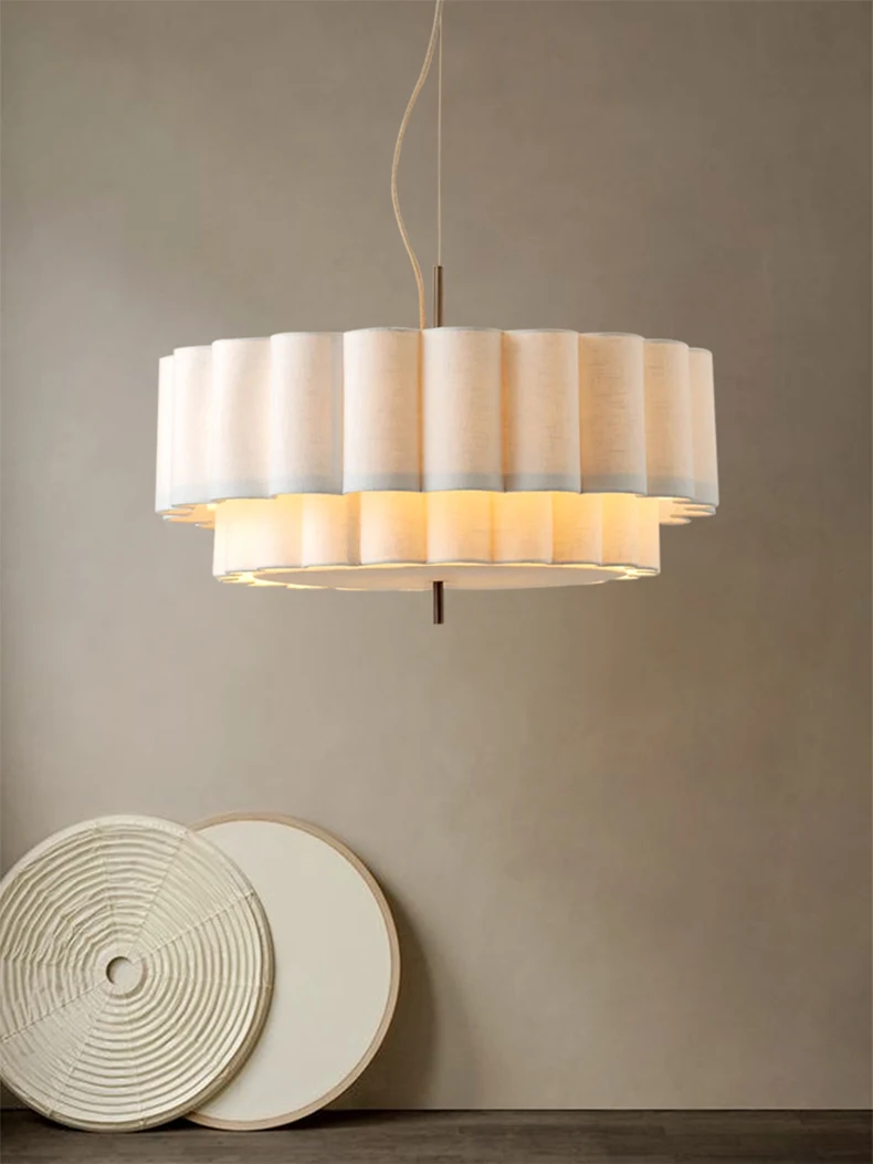 Folia Scalloped Fabric Wabi Sabi Pendant Light - Handcrafted Wabi Sabi Pendant Light | IndochinaLight