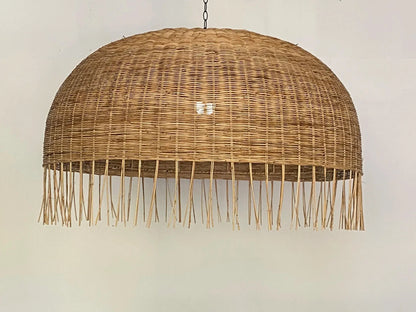 Frayed Rattan Dome Pendant Light Wicker Shade