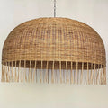 Large Frayed Rattan Wicker Dome Pendant Light