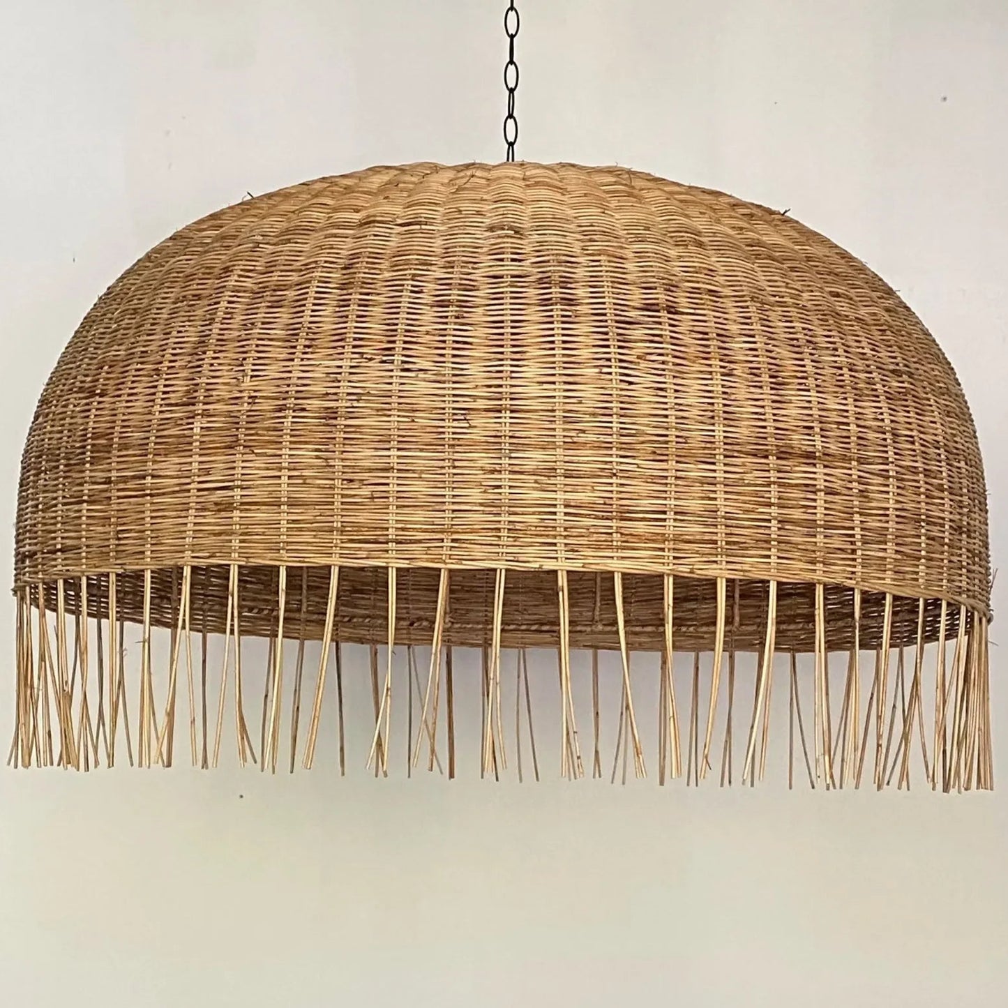 Frayed Rattan Wicker Dome Pendant Light