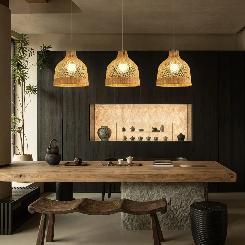 Fuelix Rattan Basket Pendant Light Small