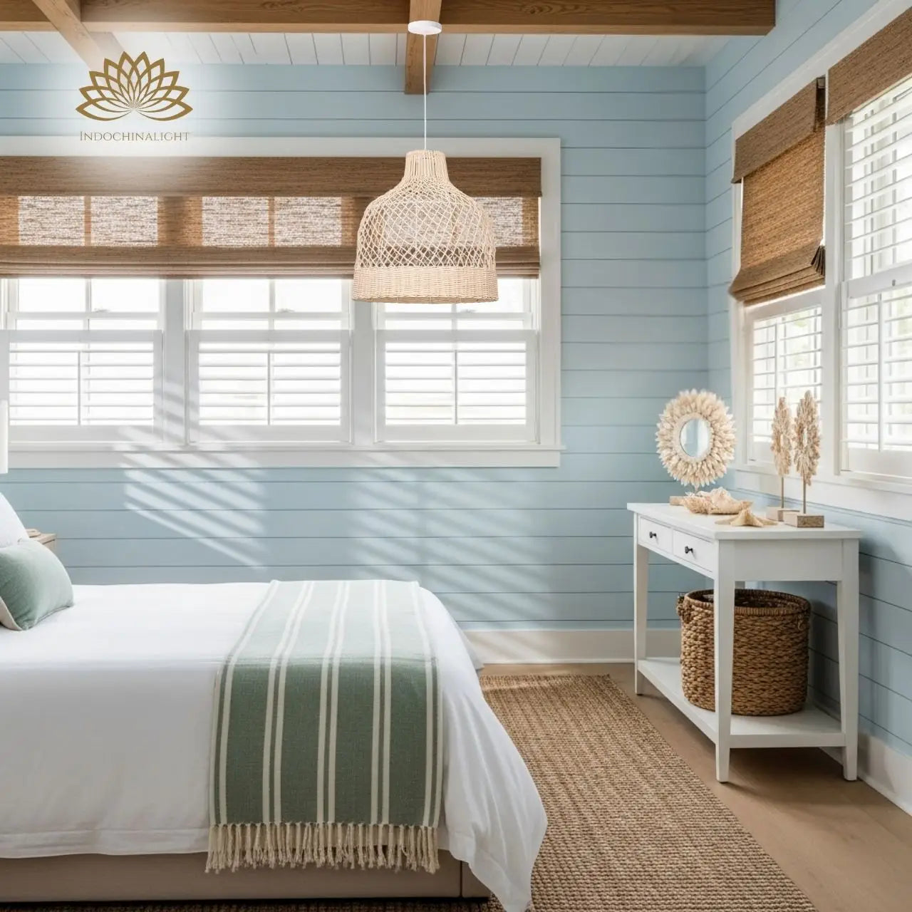 Fuelix Rattan Hanging Light for bedroom