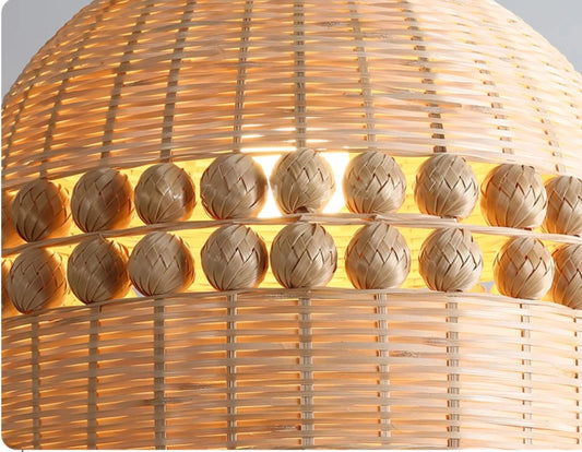Gaudio Dome Bamboo Round Balls Pendant Fixture Light Effect