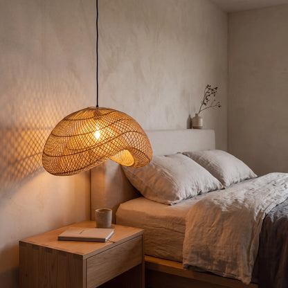 Generis Rattan Wave Pendant for Bedside