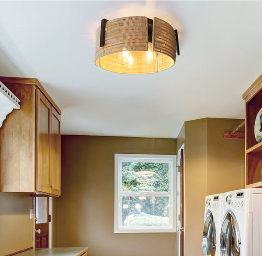 Grove Rattan Wicker Drum Light