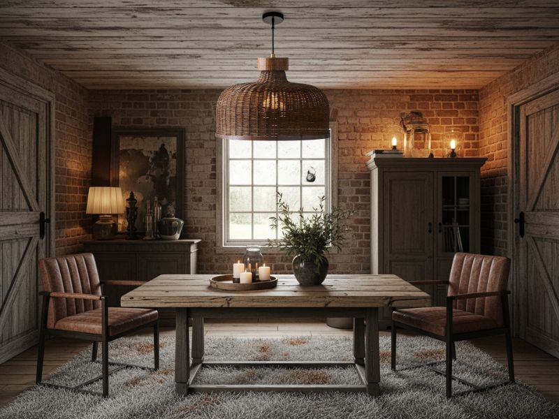 Hakka Conical Dark Brown Wicker Pendant Light