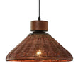 Hakka Conical Dark Brown Rattan Pendant Light - Small Basket Weave