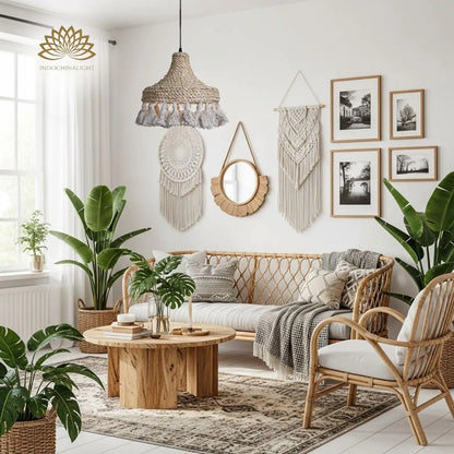 Hamimi Boho Wicker Hanging Light for living room