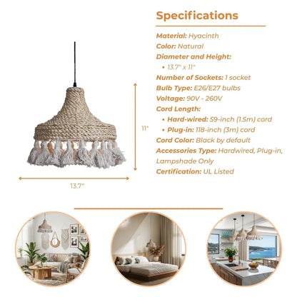 Hamimi Boho Wicker Hanging Light's specifications