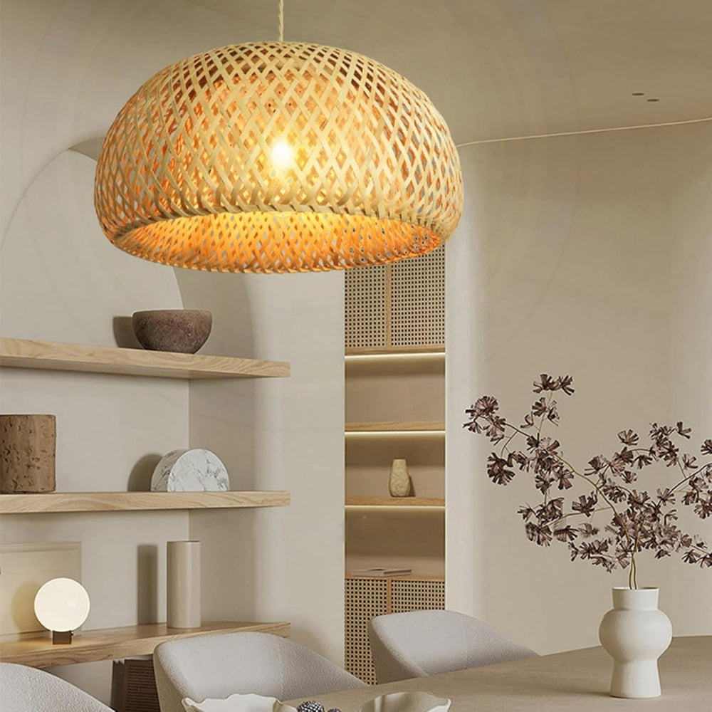 hand woven bamboo hat pendant light for living room