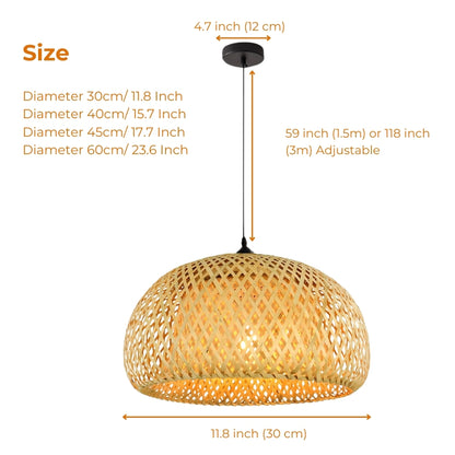 hand woven bamboo hat pendant light size