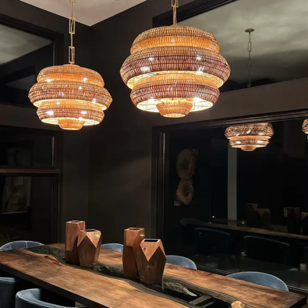Antibes Extra Large Multi-Tiered Rattan Chandelier – IndochinaLight