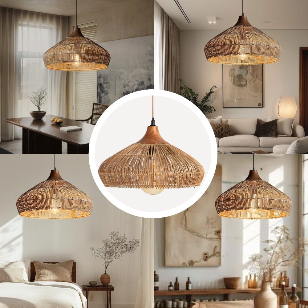 Havenly Rattan Woven Dome Pendant Light in Various Home Spaces