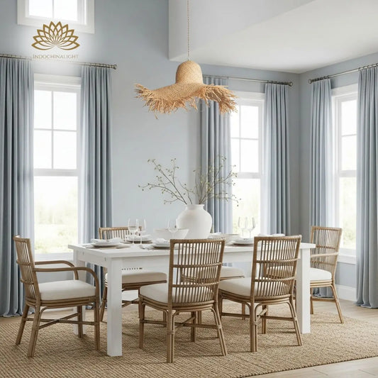 Hawaiian Straw Hat Rattan Pendant Light for dining room