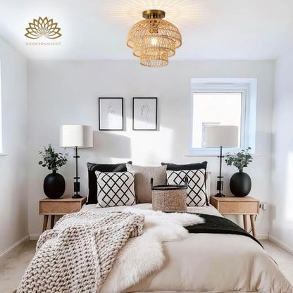 Hermasgi Rattan Ceiling Light for bedroom