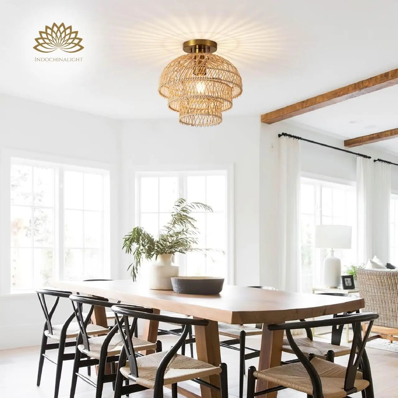 Hermasgi Rattan Ceiling Light for dining room