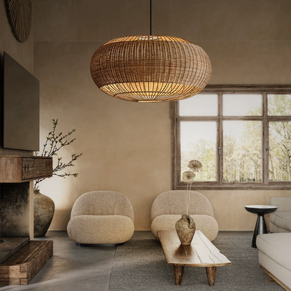 Isobella Wabi Sabi Wicker Pendant Light for living room
