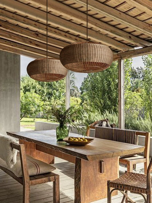 Isobella Wabi Sabi Wicker Pendant Light for Patio