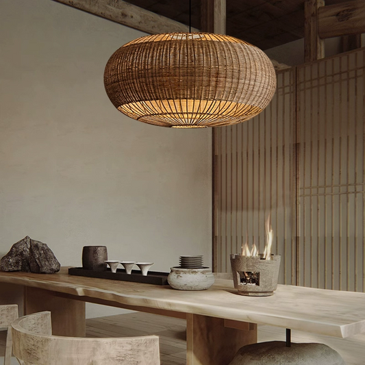 Isobella Wicker Pendant Light for Wabi Sabi Dining Room