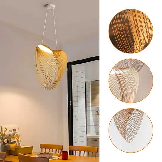 japandi morden wood ring ceiling light fixture